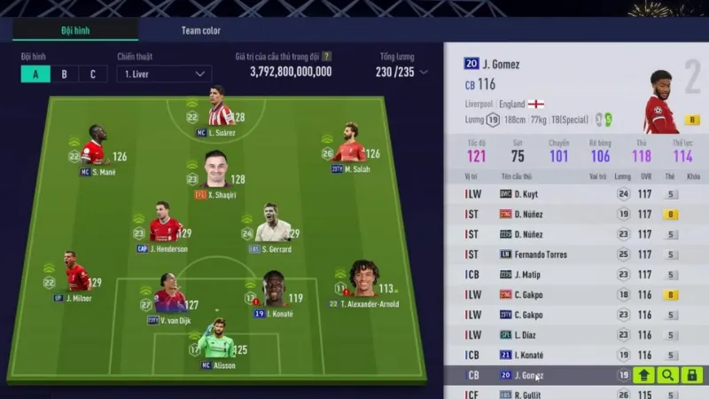 Xây dựng đội hình mạnh nhất Liverpool theo từng sơ đồ